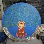 “Serenity in Reflections – 24 inch Buddha Lippan Art with Tree & Sky”