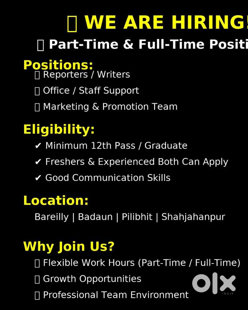 Media Reporters,Camera man(District Level,Tehsilsil Level,Block Level)