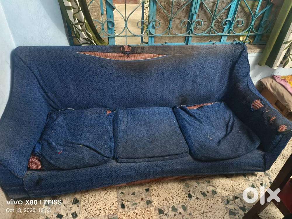 Old  segun wooden sofa with cushion set of 3