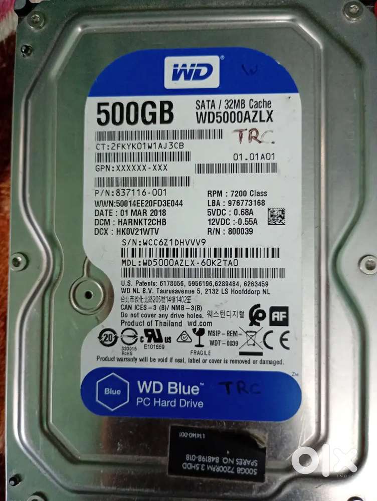 WD 500GB hard disk