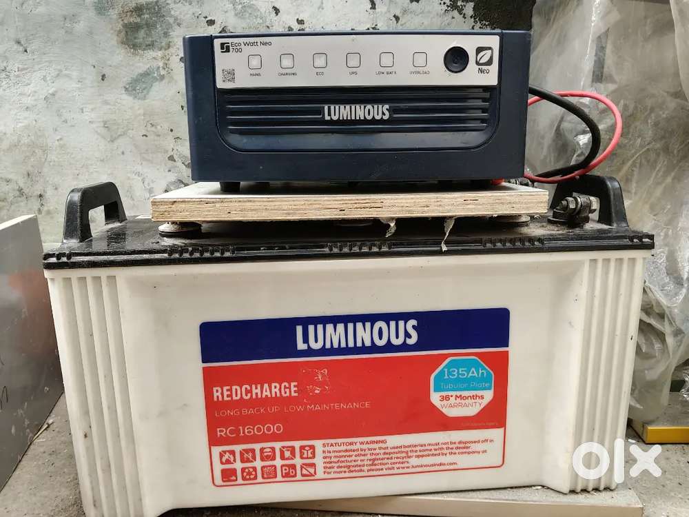 Luminous Inverter Eco Watt Neo 700VA + 135Ah Battery  6–7 Months Used