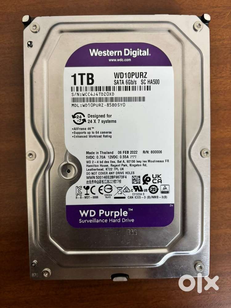New* WD Purple harddrive 1Tb best for storage and cctv surveillance