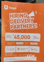 Swiggy Food/Insta mart Delivery Partner 45000 - 60000