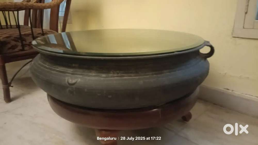 Antique Bronze Urli & Brass Lamp