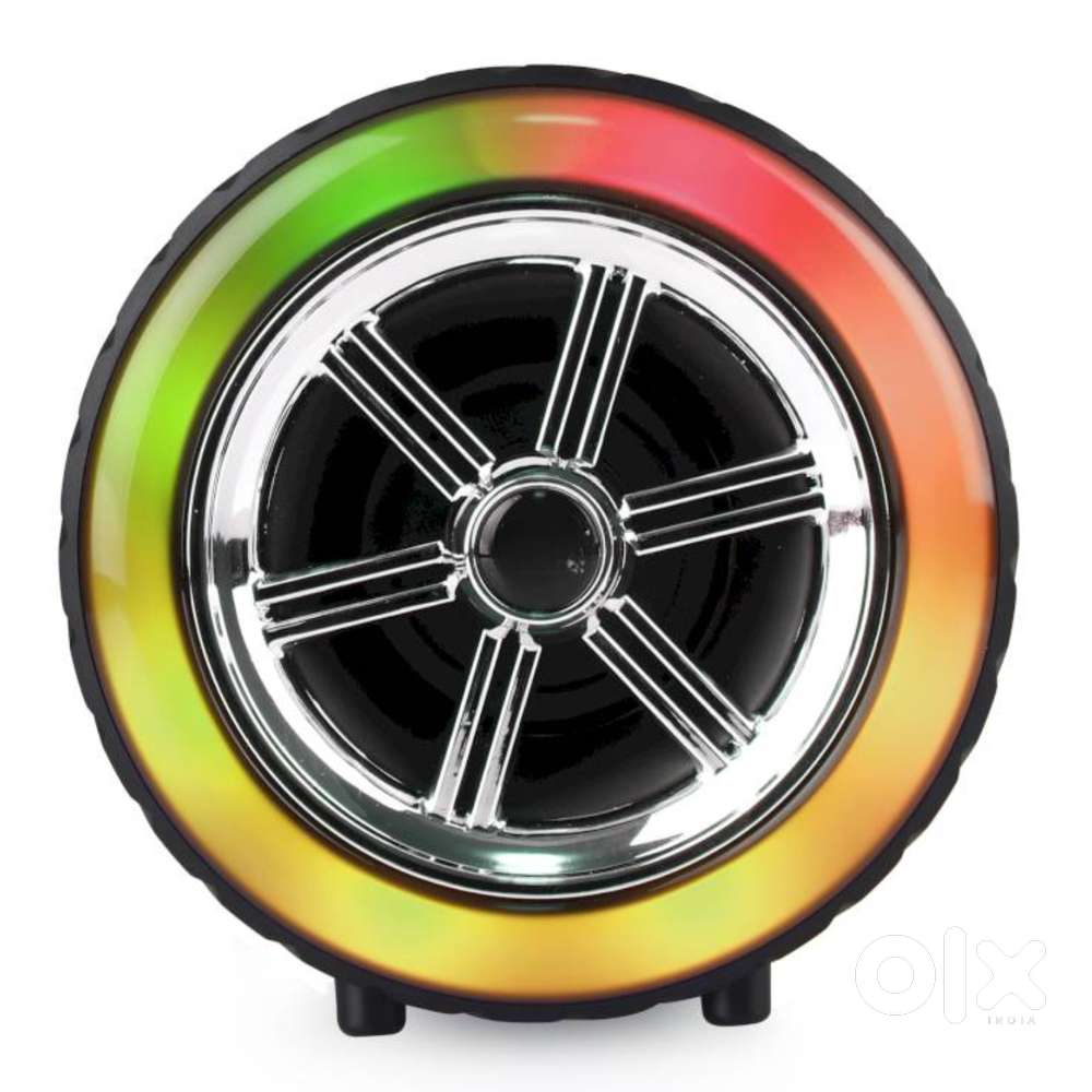 Tyre Bluetooth Speaker  Multi Color LED  USB Support  SD Card