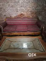 Wooden 9-seat sofa set with wooden Table