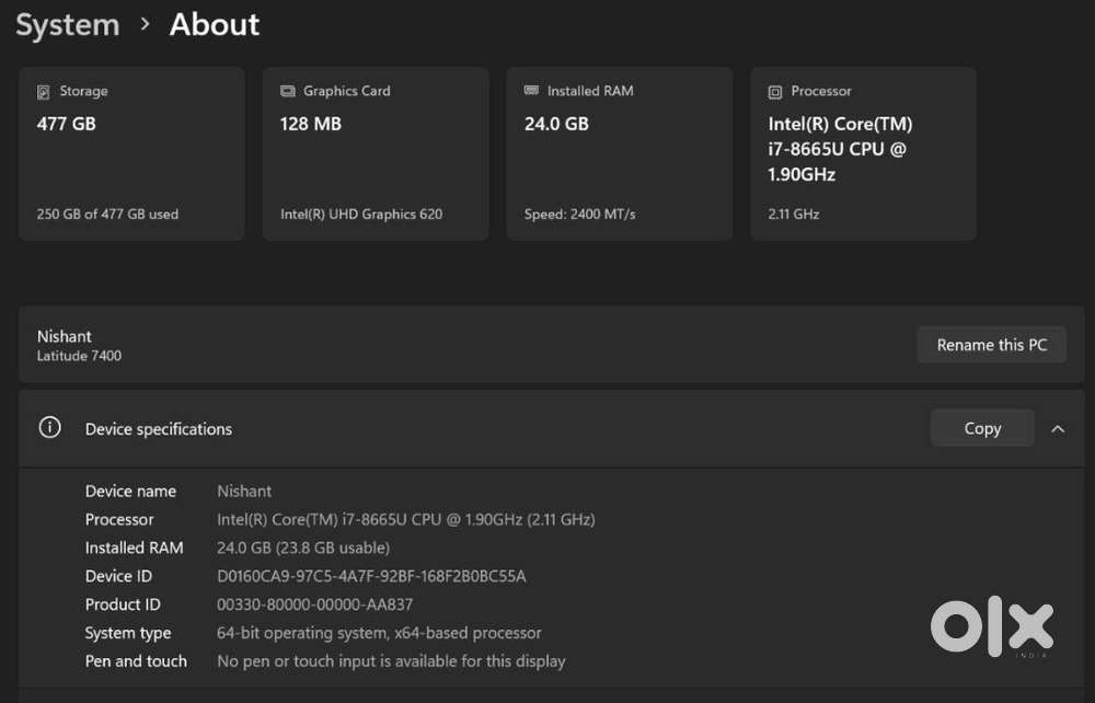 Dell Latitude 7400 i7 8th Gen 24GB RAM 512GB SSD
