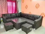 7 seater sofa with 2 extra fuffy seat and center table
