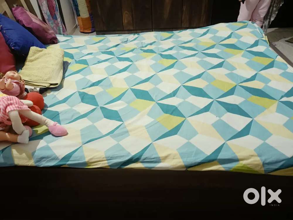 Good condition queen size bed and three doors wardrobe