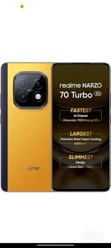 Realme narzo 70 turbo 6 gb 128 rom bill box charger denge