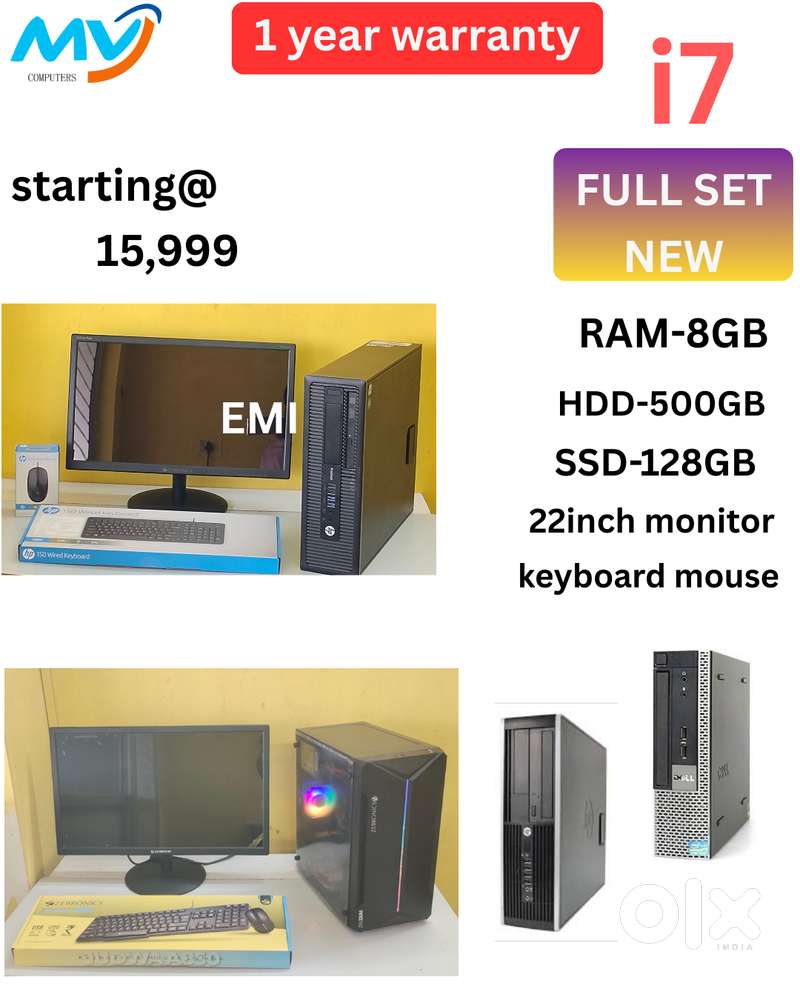 CPU - i7 Process  Monitor - 22-inch  Keyboard Mouse  2GB Graphics