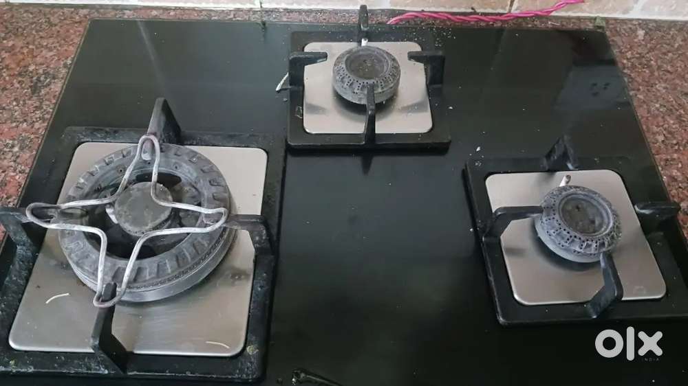 Elica 60cm 3 Burners Auto Ignition Hob-Scratch-Resistant & Black Glass