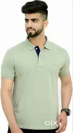 3BROS Men Solid Polo Neck Cotton Blend (220 gsm) Green T-shirt(Small)