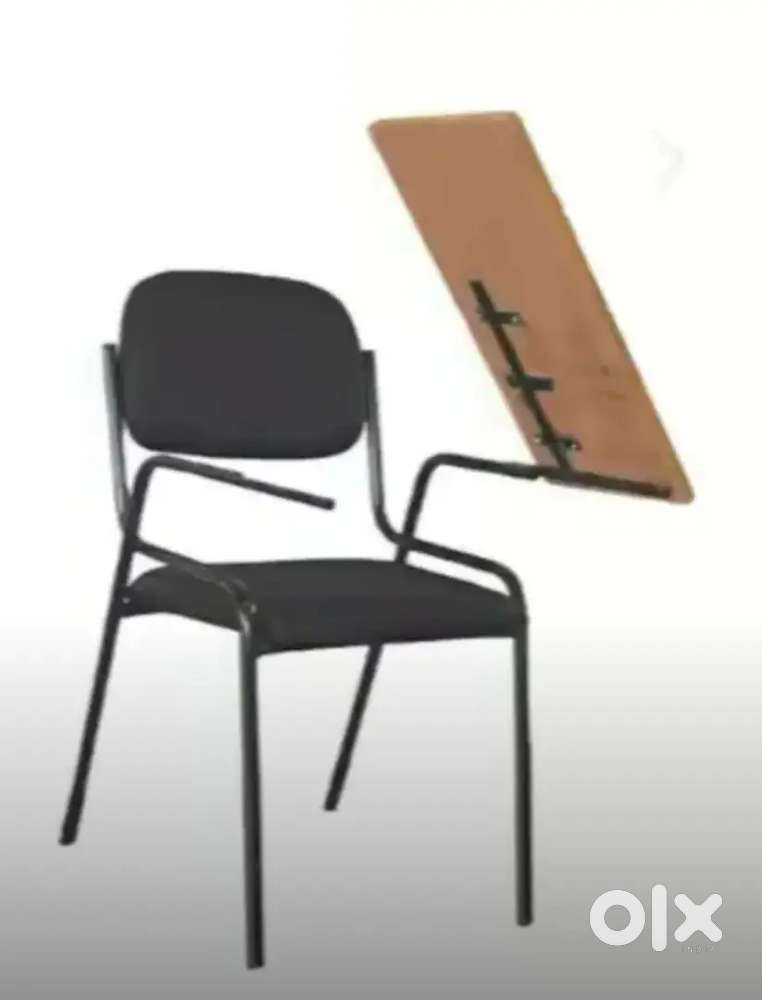 Classes college school single desk bench chairs with writing pad
