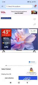 My tcl 43inch tv sell