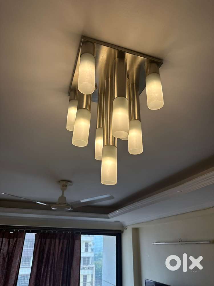 Modern Space Age Chrome Metal 9-Light Ceiling Lamp