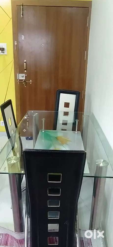 Dining table with 4 cheers sofa set with 2cheers