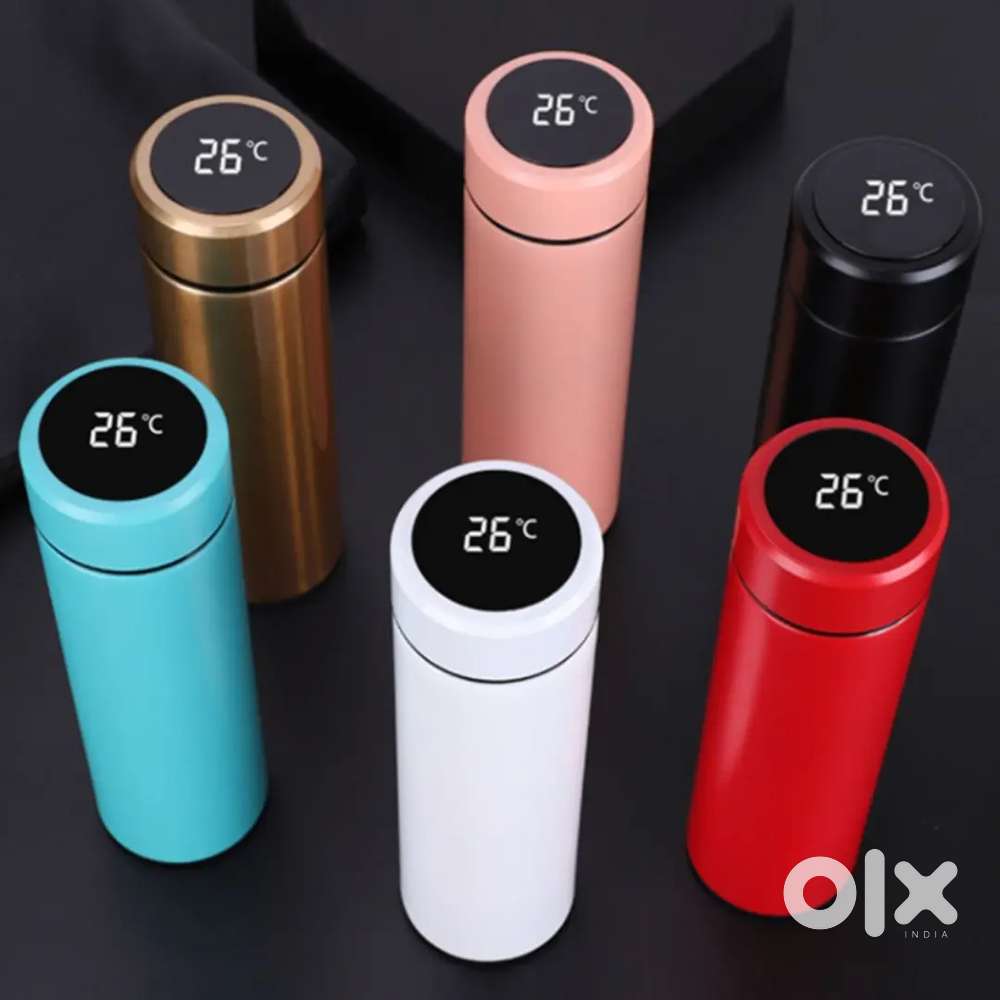 Temperature display bottle and flask set