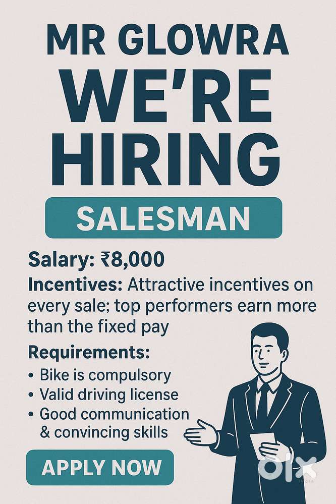Hiring Salesman – Fixed Salary + High Incentives – Immediate Join!