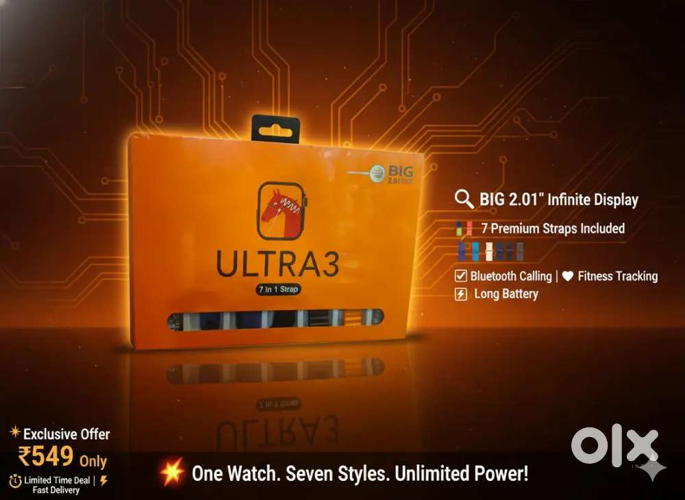 Smartch watch ultrawatch 3 with (7 straps combo)