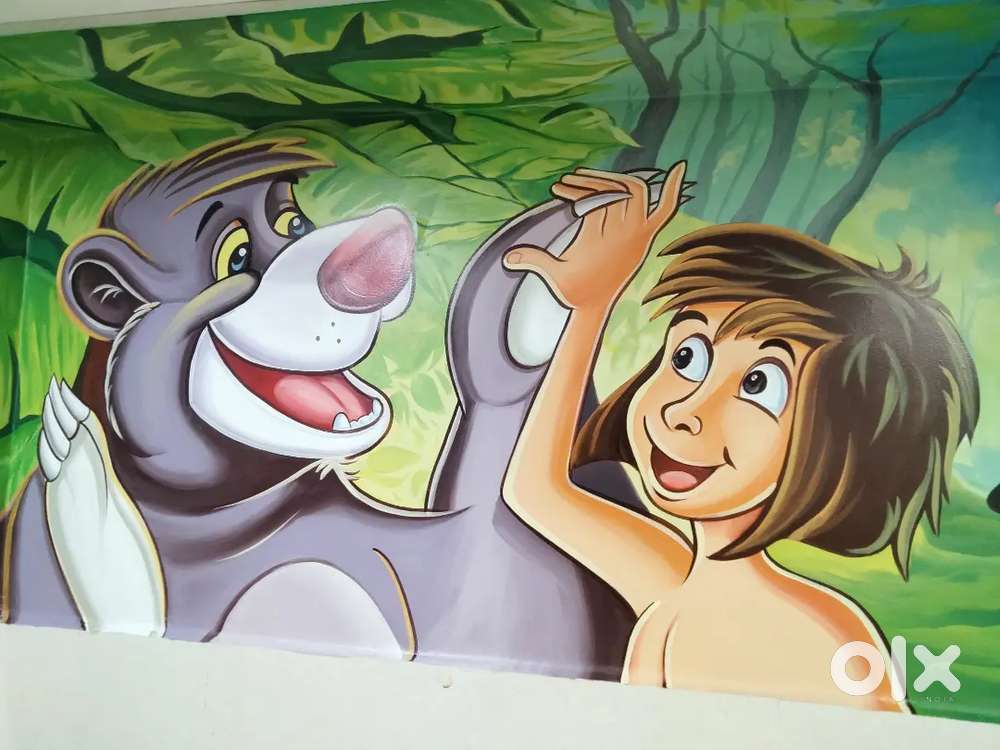Wall art painting work for schools / kids play area art painting