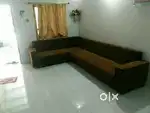 L-shape sofa set brown 3 pieces