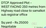 DTCP APPROVED WEST FACING PLOT CLOSE TO HIGHWAY