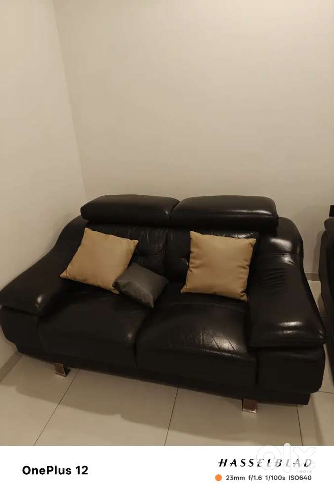 Collectors item Durian leather black sofa set