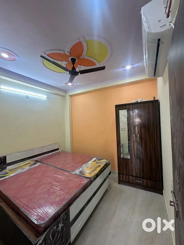 1 bhk luxury flat fully furnished bed and almirah Fridge