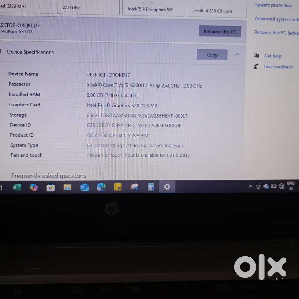 Hp laptop i5, 255 SSD with hardisk