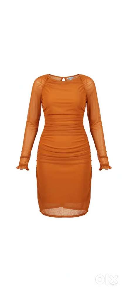 Mesh dress in Orange and yellow mix colour