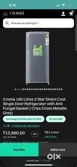Croma refrigerator 185 ltr