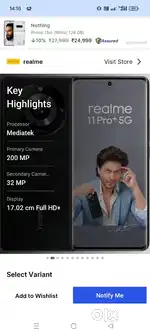 Realme 11pro+5g 256 memory 12GB Ram 200 mp Camera