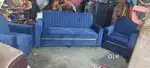 5 seater sofa set with stripes model and golden patti