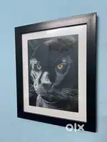Handmade Black Panther Wall Art – Framed Animal Portrait (8”x10”)