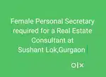Female Personal Secretary required At Sushant Lok,Gurgaon.