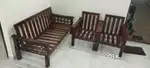 Teak Wood 5 Seater Sofa with Cushions 5 Seater Sofa 3+1+1Walnut Finish