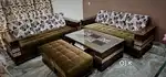 6 seater sofa with center table and puffy