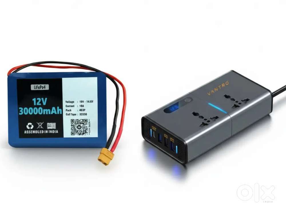 12V 30Ah LiFePO4 Battery & 200W  Power Inverter, with warranty