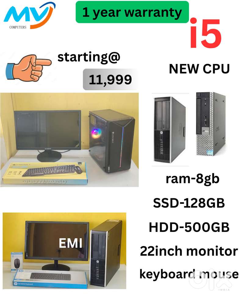NEW Full Set  Branded CPU - i5 Process  Hard disk - 500GB  Monitor