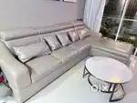  Luxury Meets Comfort: Beige L-Shaped Sofa + Marble Table Set!