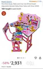 Kids Study Table and Chair Set (Pink)