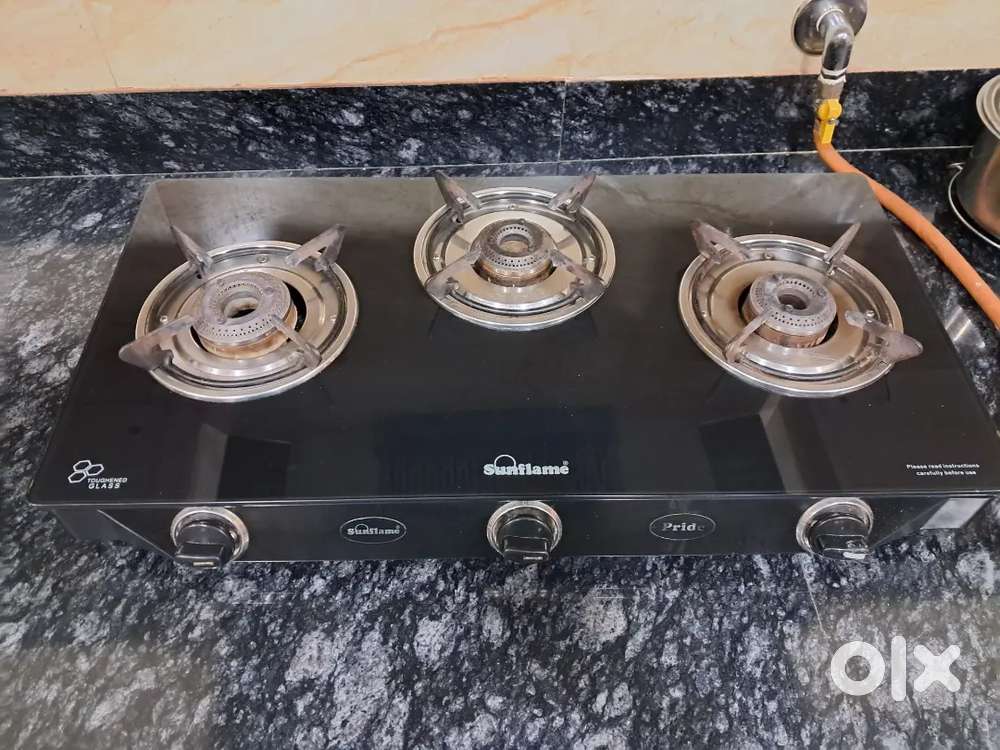 SUNFLAME CRYSTAL 3 BRASS B TOUGHENED GLASS COOKTOP BRAND NEW CONDITION
