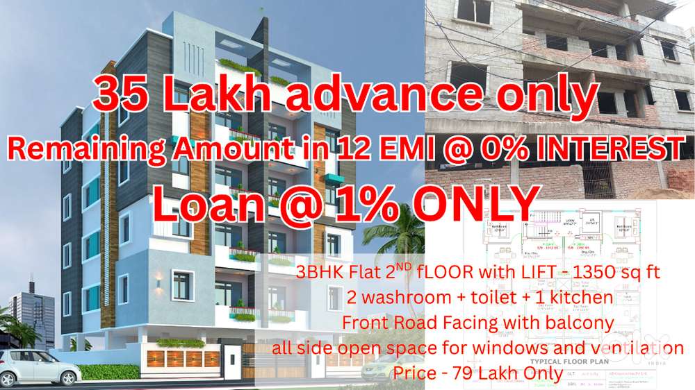 3BHK Super spacious Flat 1350 sq ft in Harun Nagar sector-2