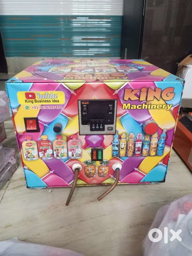 Juice riffling pouch and bottle machine