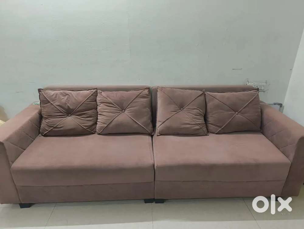 New Velvet L shape Sofa - dark pink