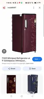 Whirlpool Single door fridge with extension board
