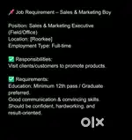 Job Requirement - Sales & Marketing