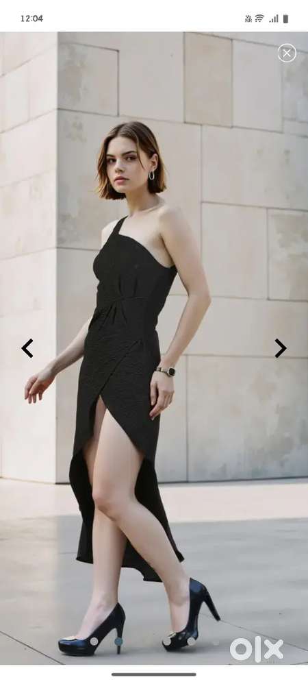 Party Strapless Front Twisted Midi Split Thigh Dress