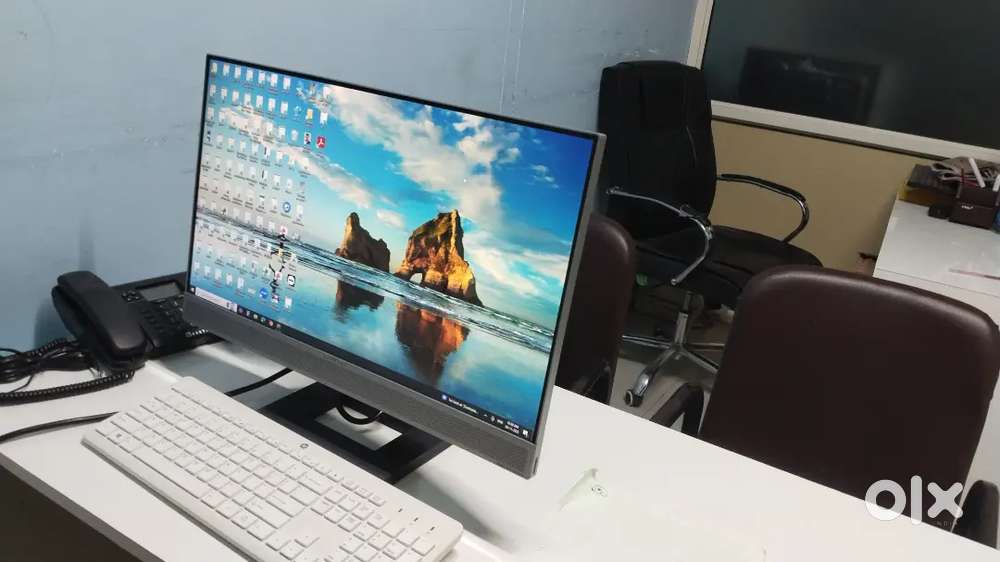 TWO OFFICE DESKTOPS AND OFFICE FURNITURE